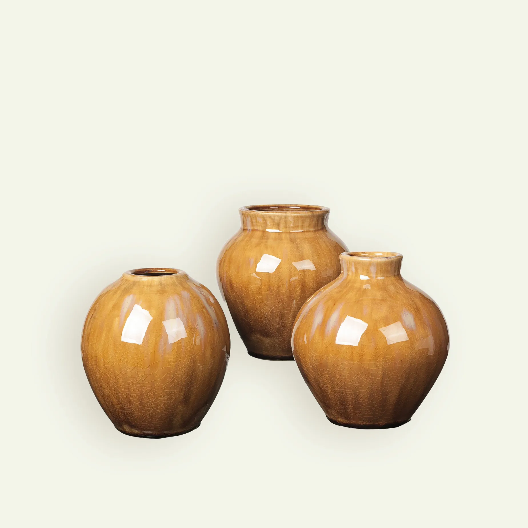 Broste Copenhagen Ingrid vase 14 x 14,5 cm 3-pk, Cinnamon Sand Fyrklövern