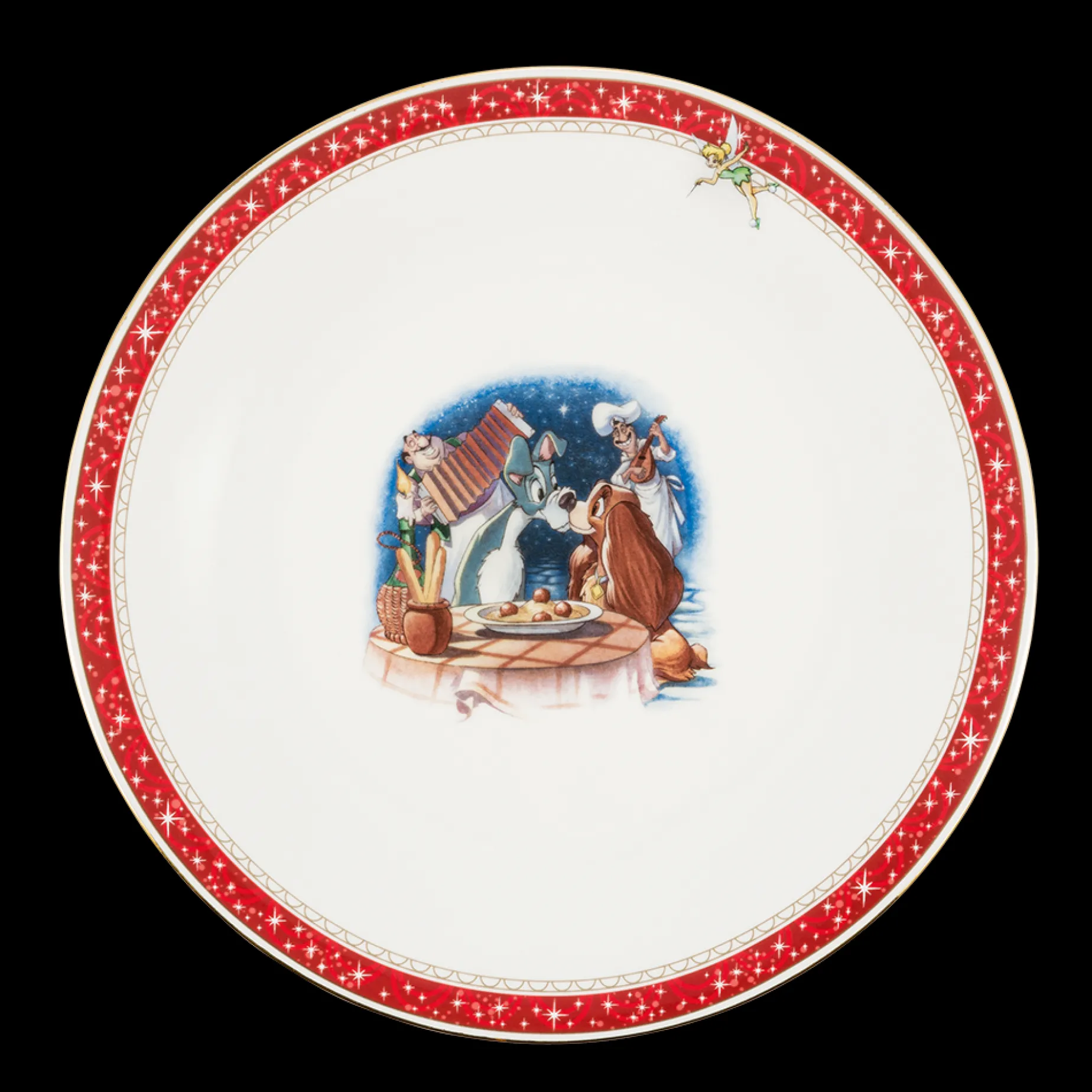 Disney Jul Jubileum tallerken 27 cm Lady & Landstrykeren Fyrklövern