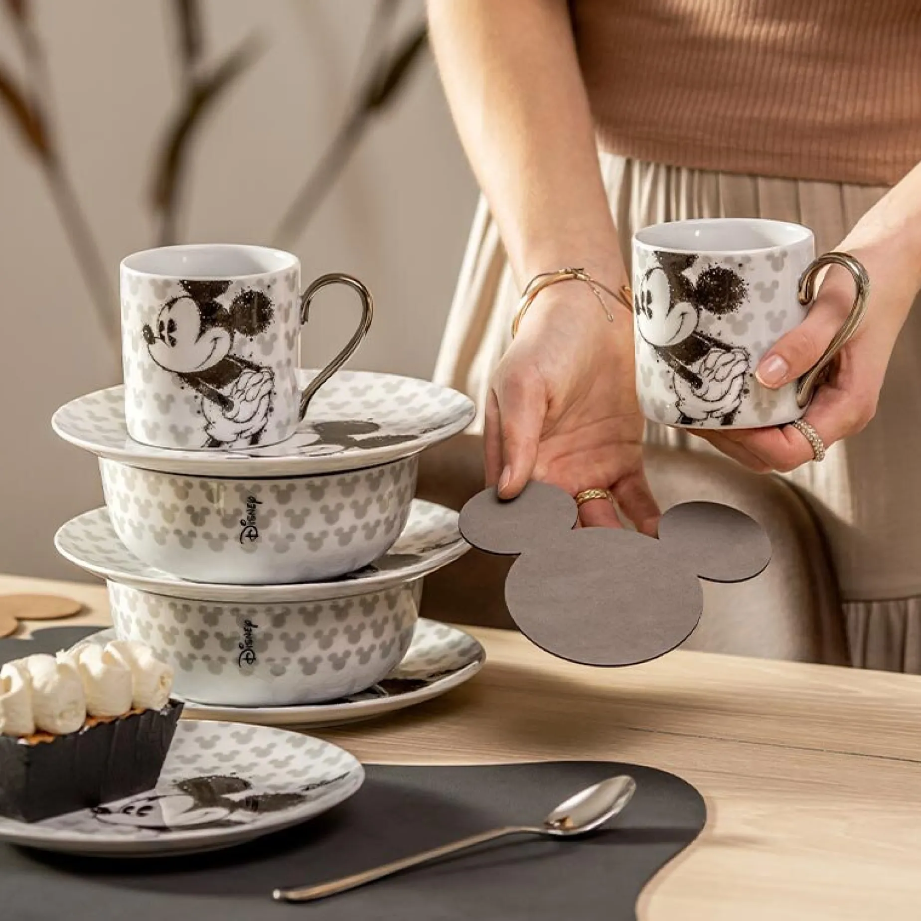 Disney Mickey Mouse glassbrikker lysegrå, 4-pk Fyrklövern