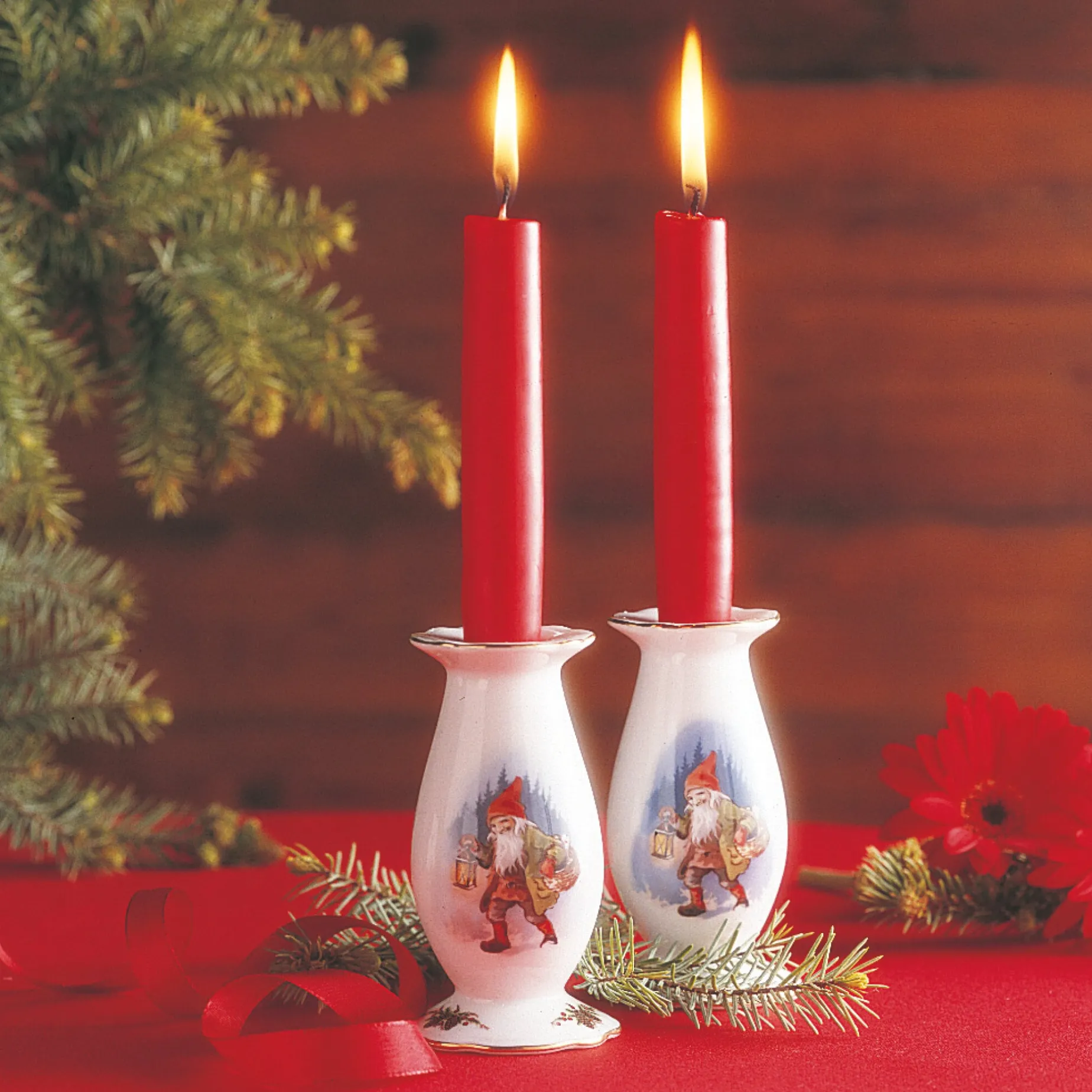 Gammeldags Jul lysestake 11 cm – 2-pk Fyrklövern