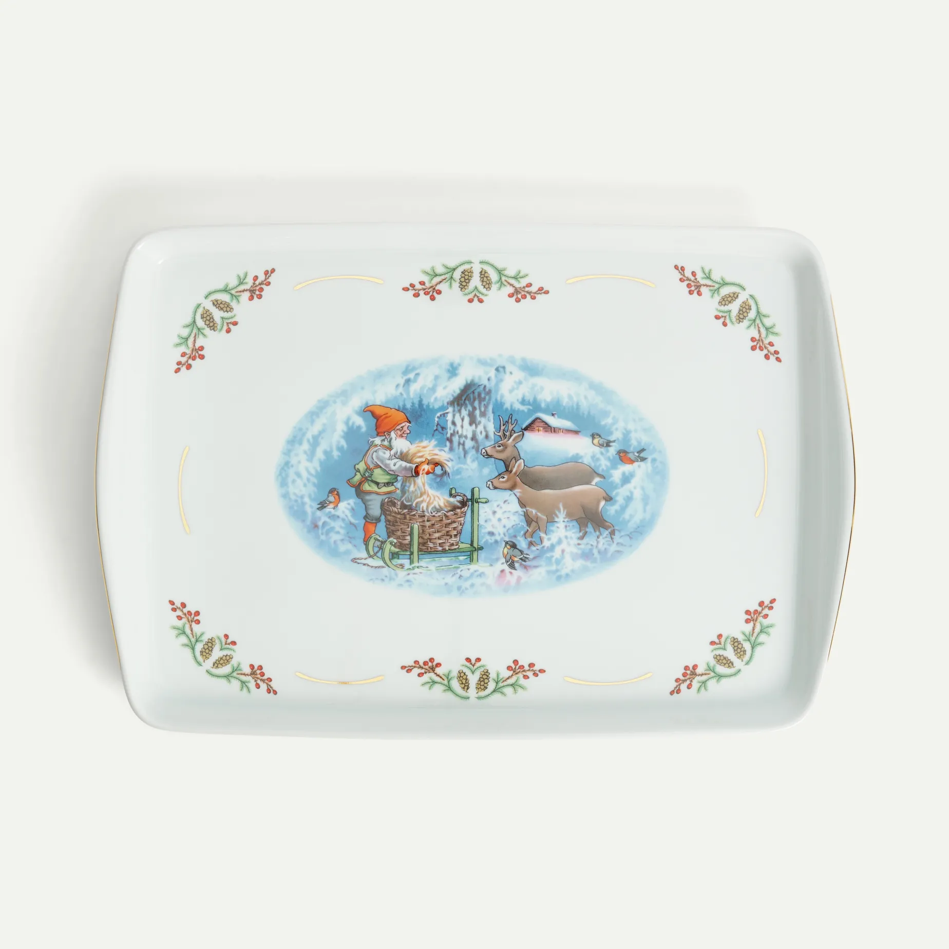 Gammeldags Jul serveringsfat 39 x 27 cm Fyrklövern