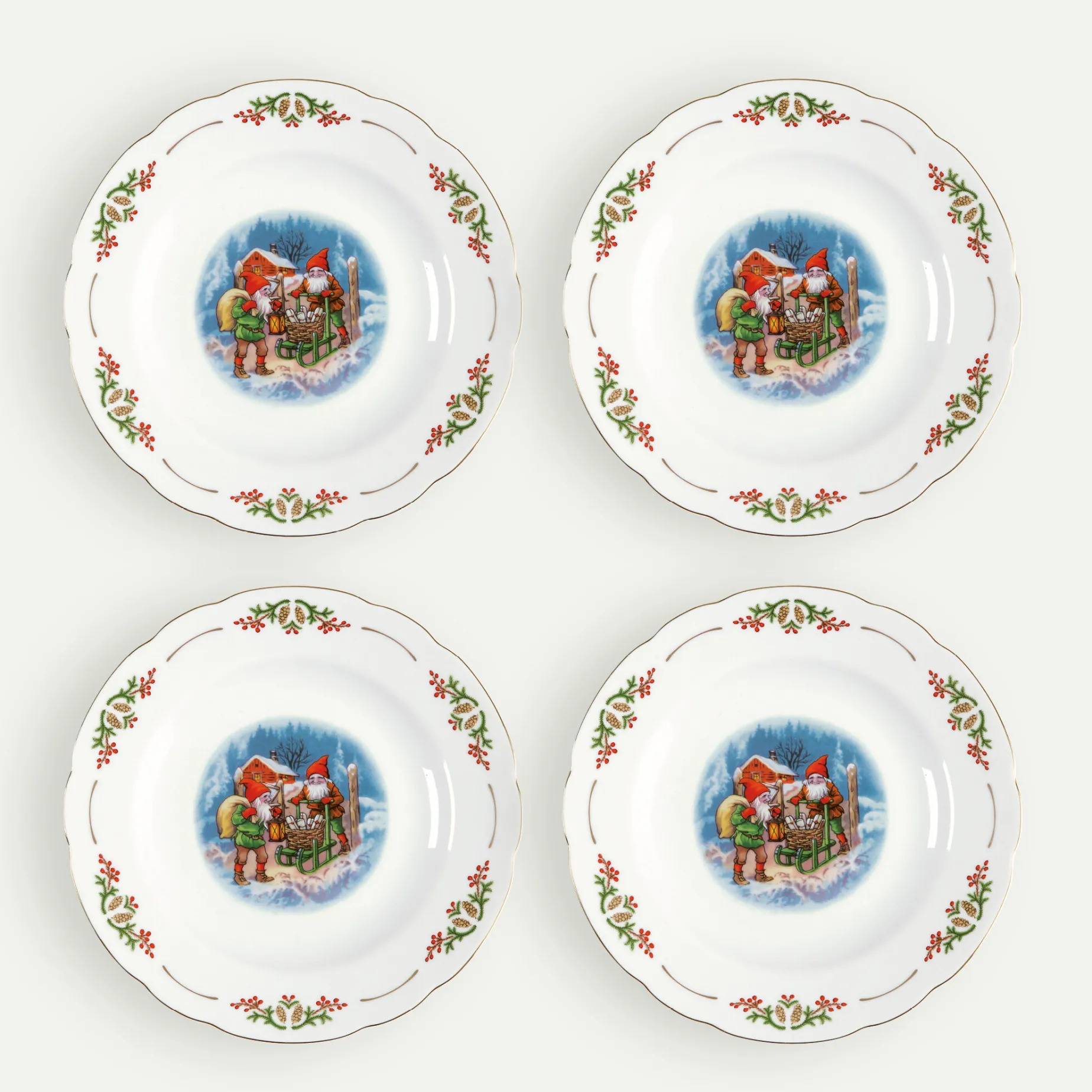 Gammeldags Jul tallerken 26 cm 4-pk Fyrklövern