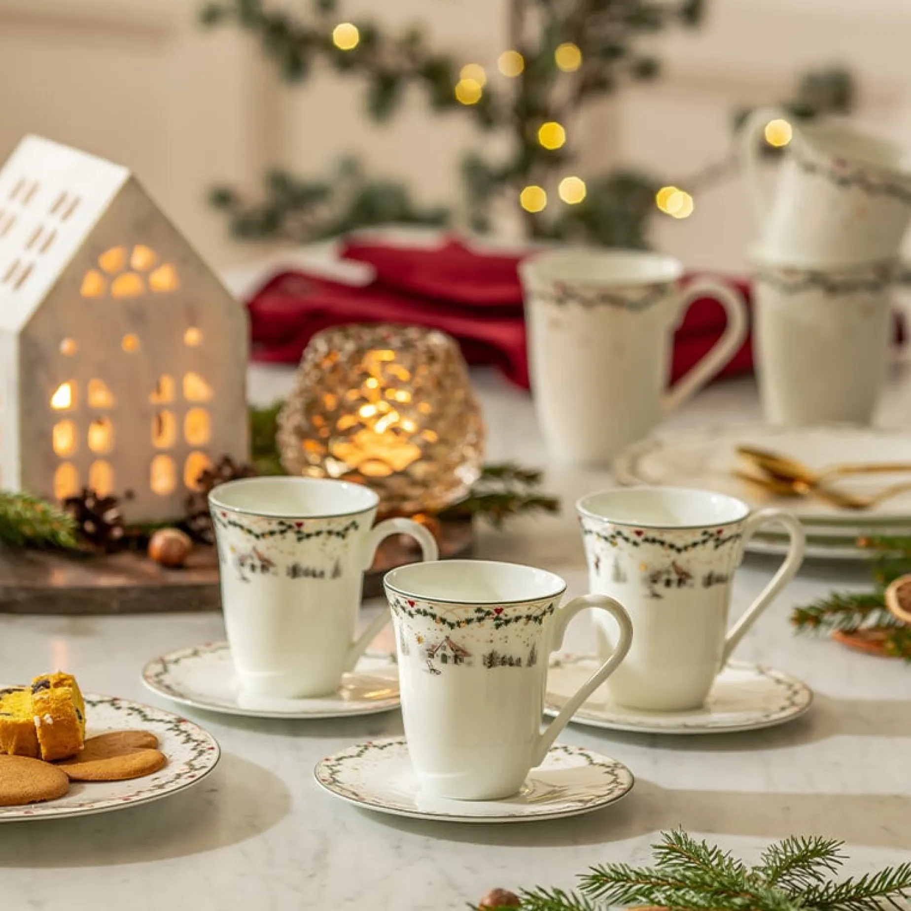 Juleminner kaffekopp med underfat 20 cl, Minner Fyrklövern