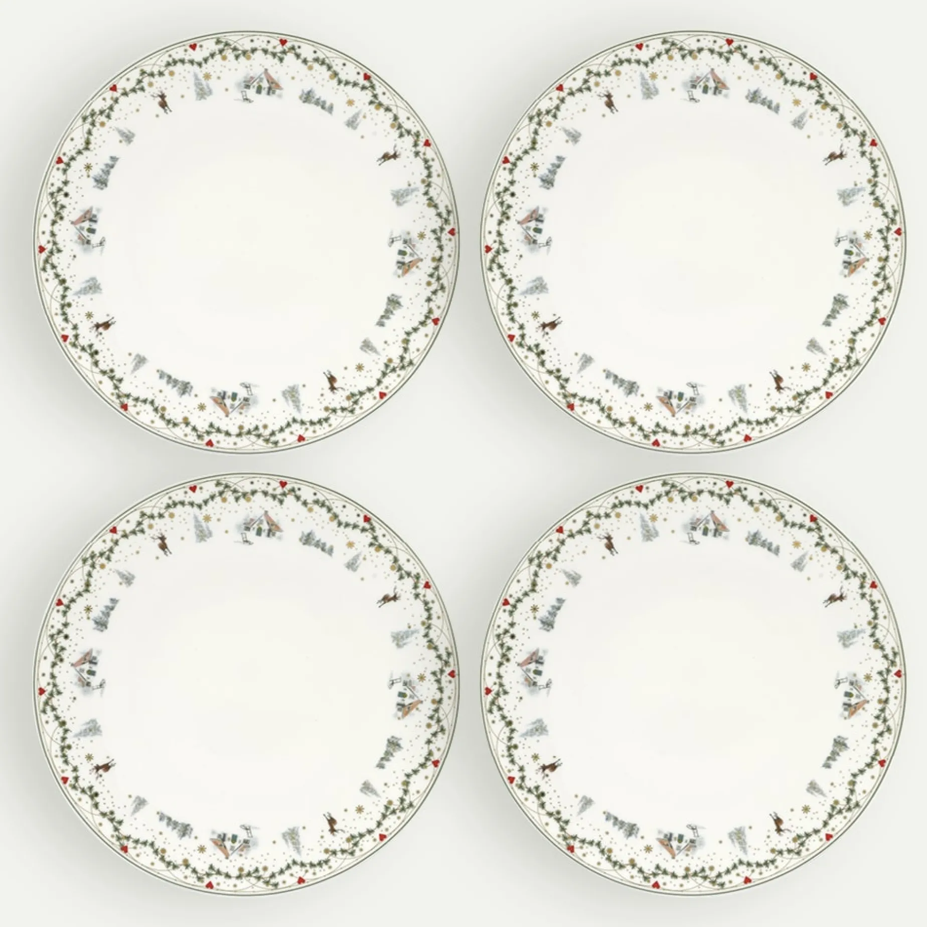 Juleminner tallerken 28 cm 4-pk, Minner Fyrklövern