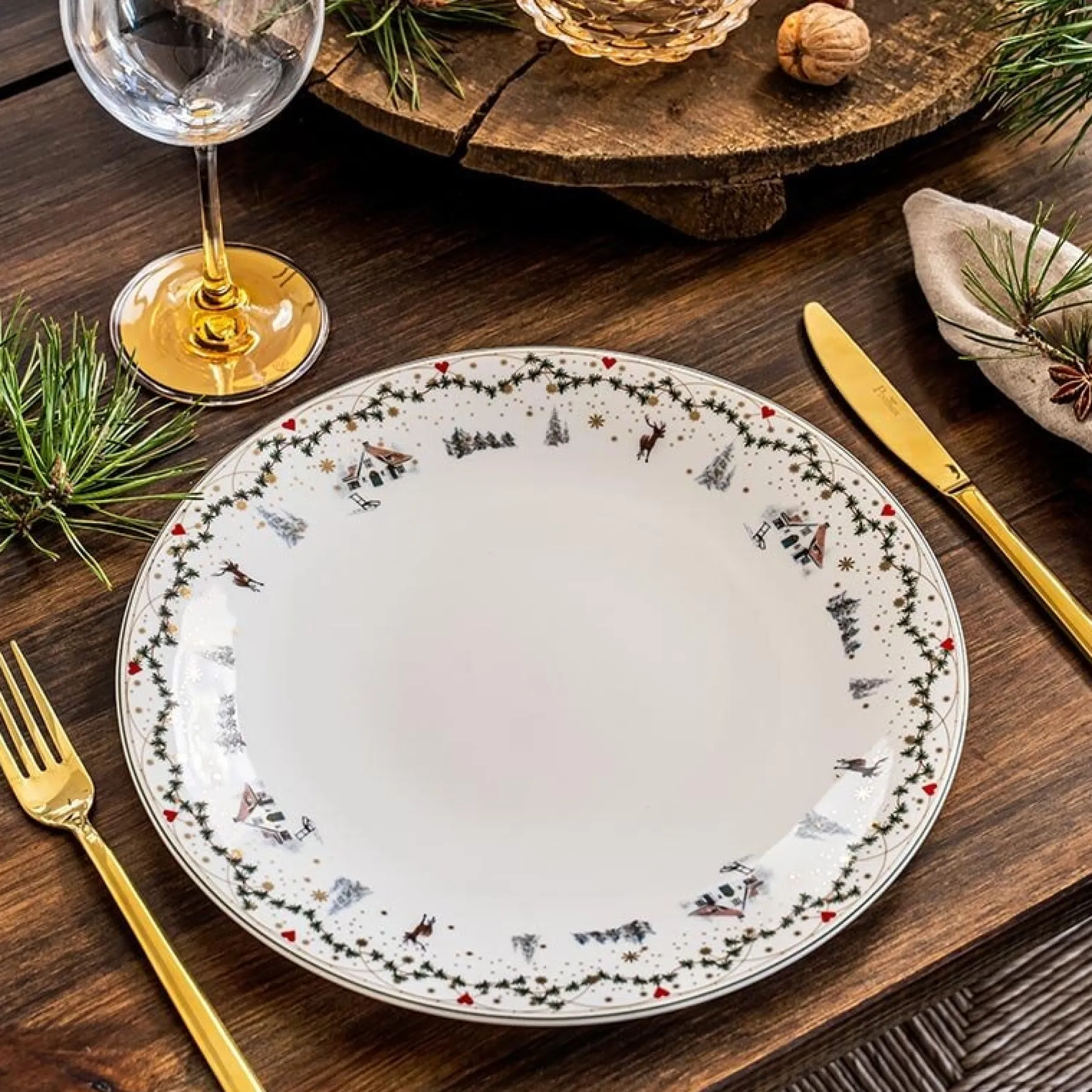 Juleminner tallerken 28 cm 4-pk, Minner Fyrklövern