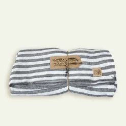 Lovely Linen Misty duk 145 x 250 cm, Stripe Black Fyrklövern