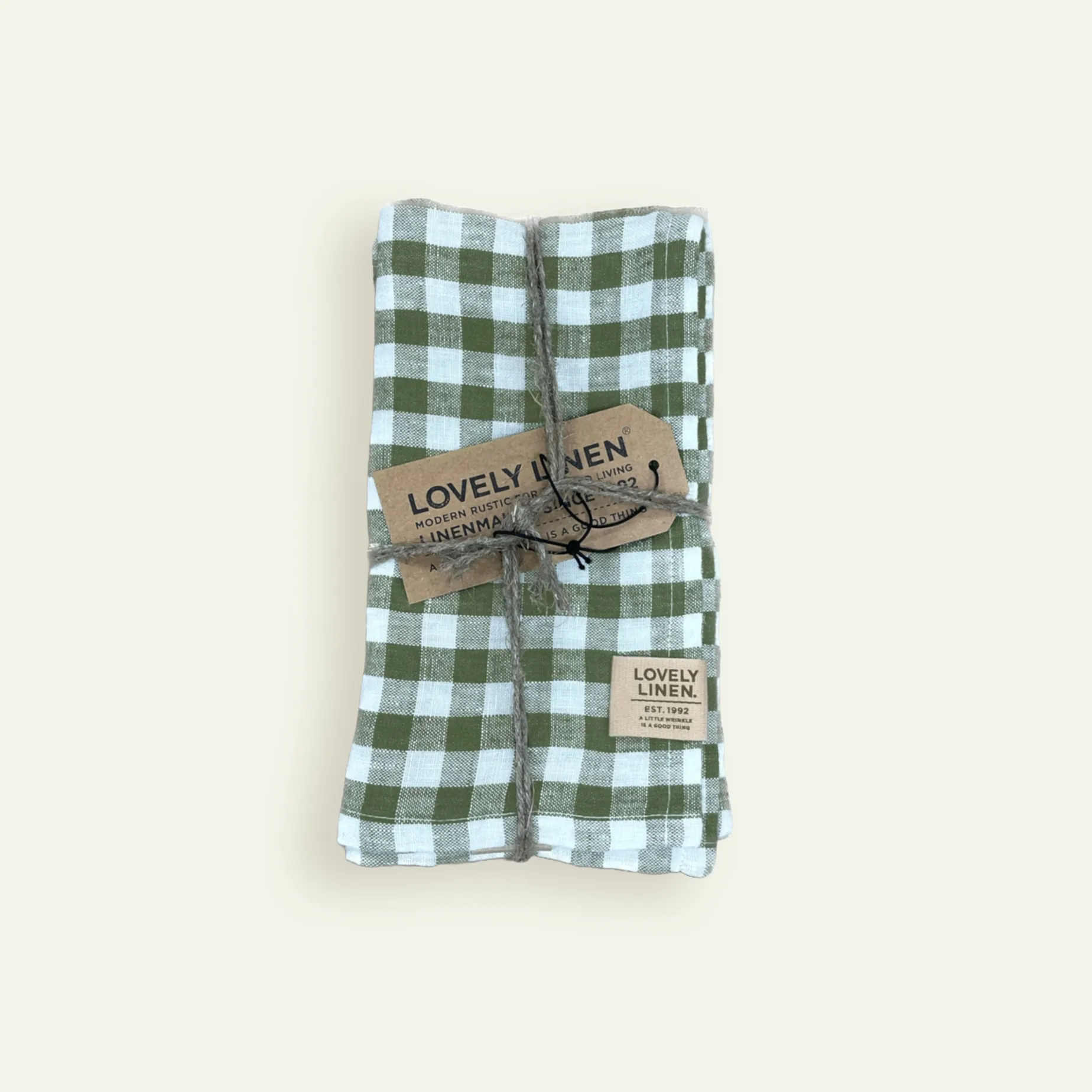 Lovely Linen Misty serviett 45 x 45 cm 4-pk, Square Jeep Green Fyrklövern