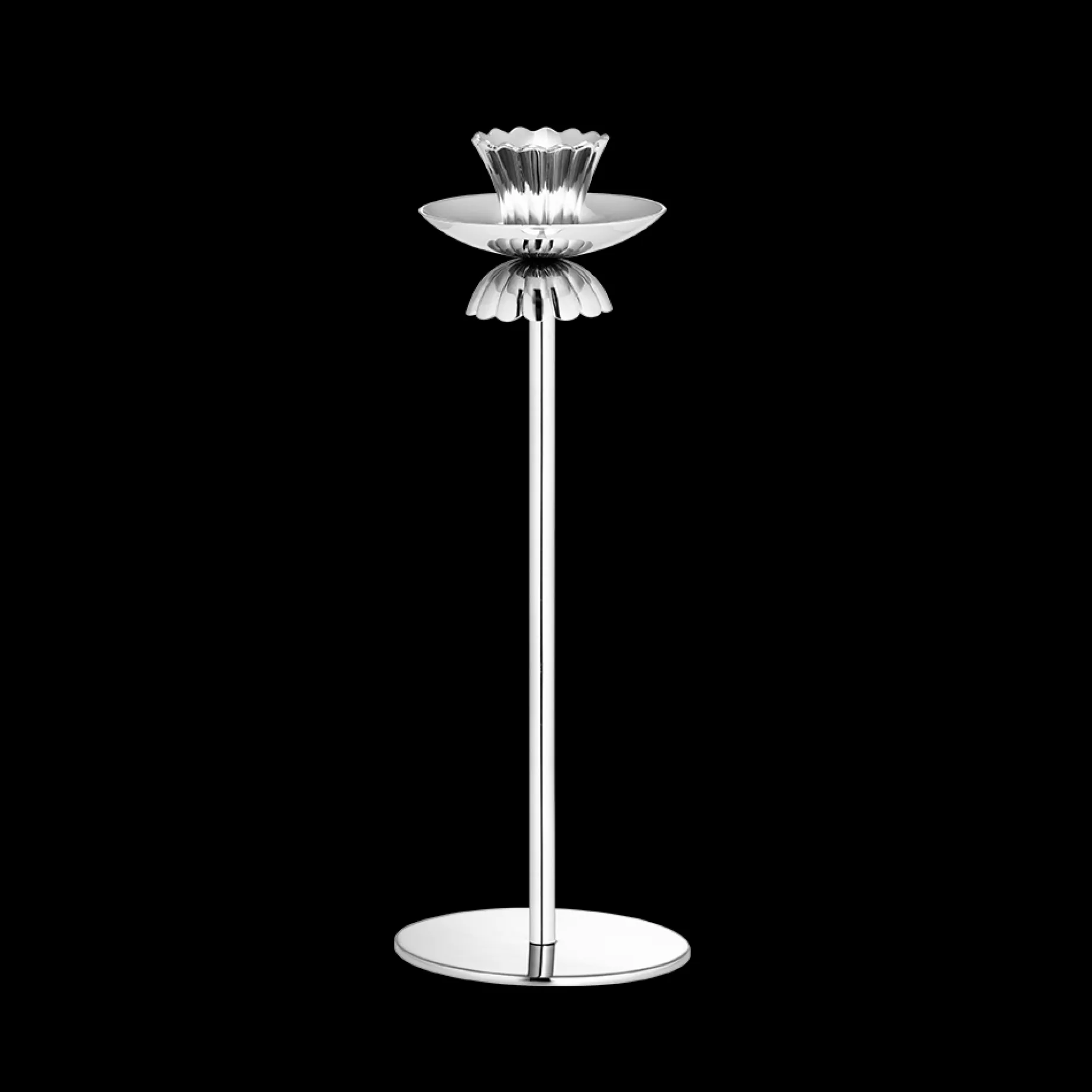 Scallop lysestake i nikkelbelagt messing 26 cm Fyrklövern