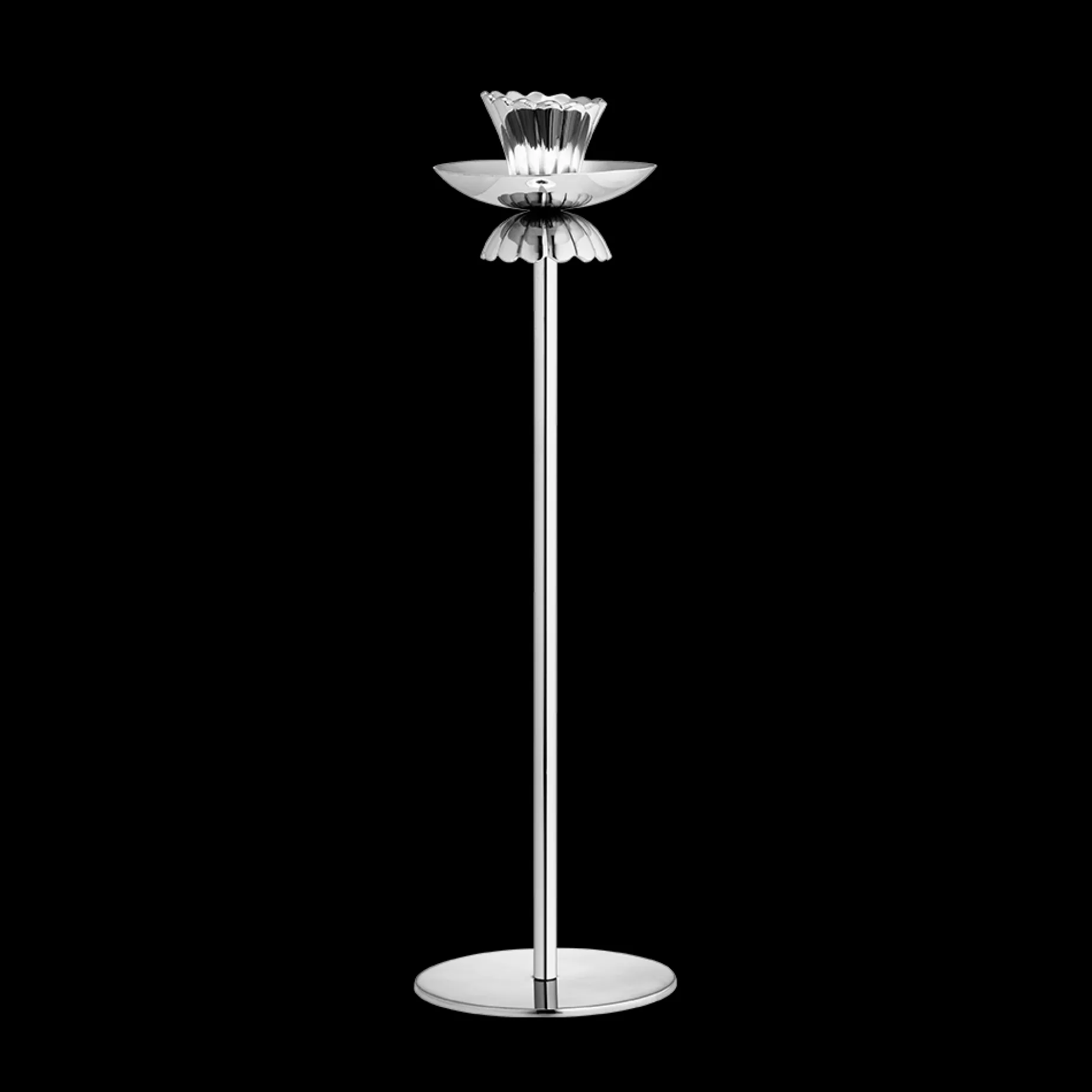 Scallop lysestake i nikkelbelagt messing 30 cm Fyrklövern