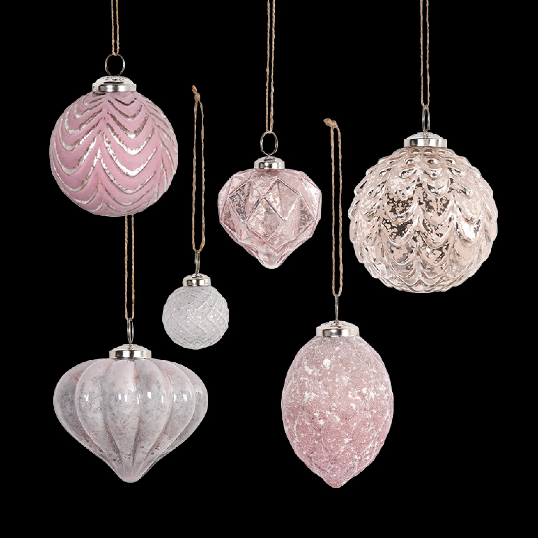 Winterglow juletrekuler beige, rosa, 24-pk Fyrklövern